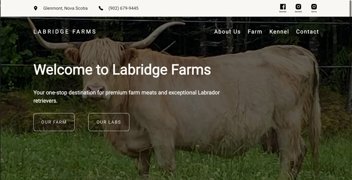 The Labridge Farms website