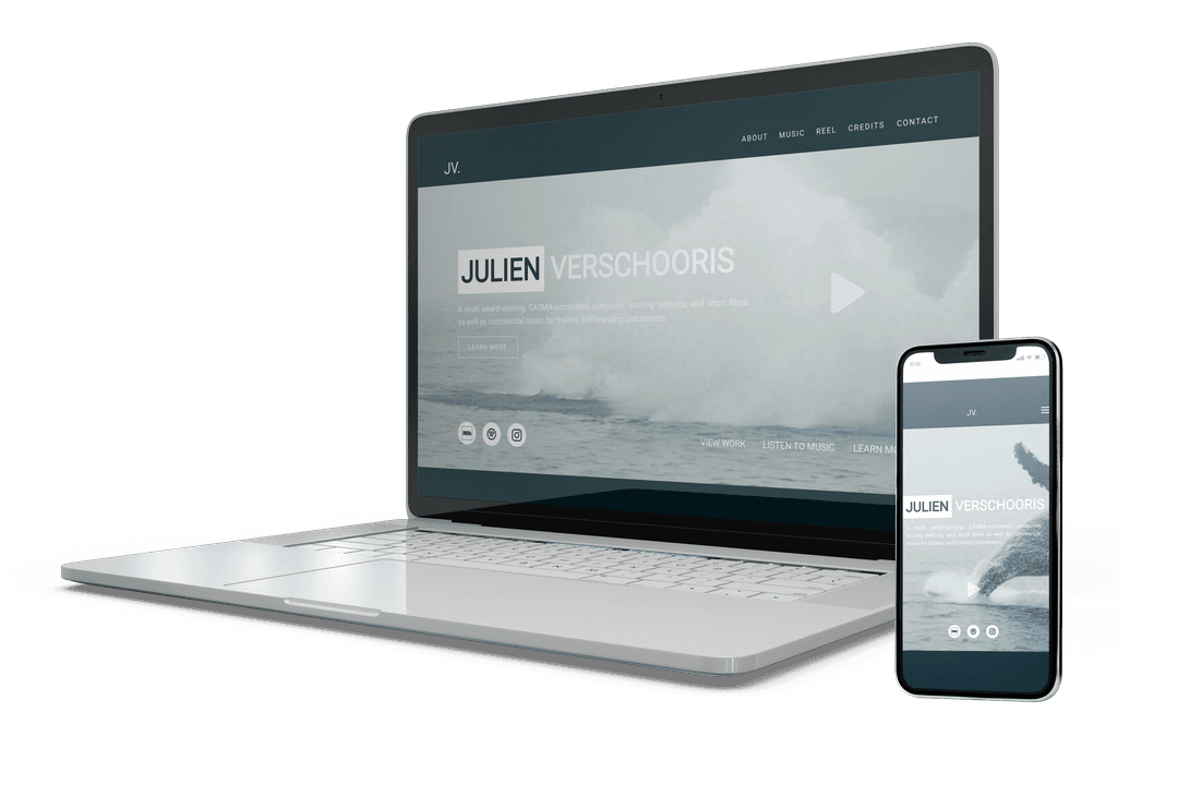 A laptop and phone showcasing one of Blue Wave Dev's projects